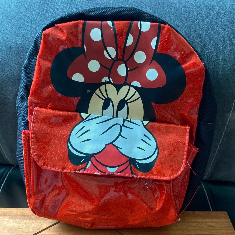 Disney Minnie Mouse Backpack Toddler Kids‎ School Bag Red Glitter